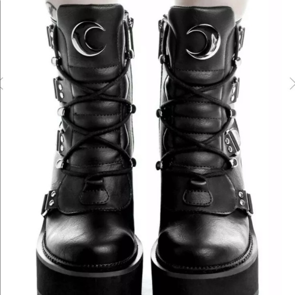 KILLSTAR Broom Rider Boots Punk Goth Platform Shoe - Picture 2 of 8